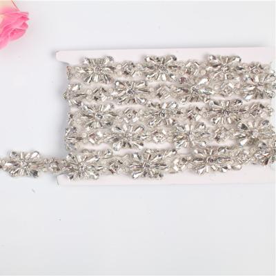 China New Rhinestone Silver Sash Belt Bridal Crystal Bridal Chain Sash For Dresses 10 yards for sale