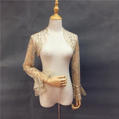 China Polyester Champagne Long Sleeve Detachable Sleeve For Wedding Dress for sale