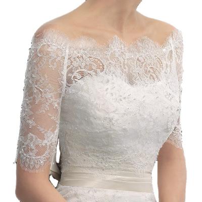 China Pretty Accessaries Wholesale Wedding Anti-Static Off The Shoulder Lace Jacket Bridal Bolero for sale