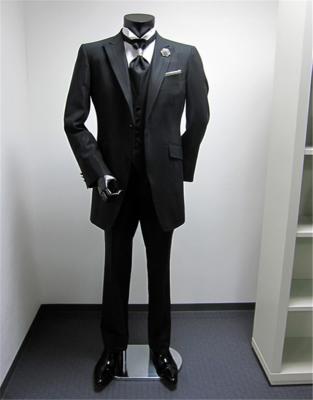 China Customized Black Anti-Shrink Suits Office Formal Tuxedo For 4 Pieces-Coat+Pants+Vest+Necktie Suit For Men for sale