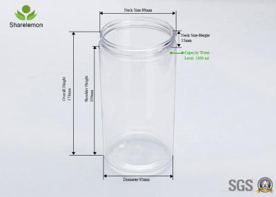 Cina bottiglie di plastica della radura di capacità elevata 1000ML con il coperchio per la memoria in serie, imballaggio alimentare in vendita