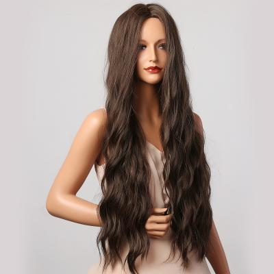 China Wholesale Price Water Wave FZY Maid Omens Water Wave Curly Synthetic Hair Wigs Seller Long Wigs Party Cosplay Medium Brown Color Piece for sale