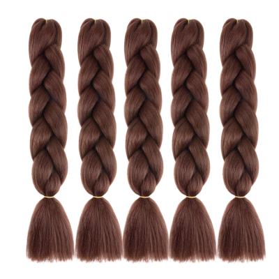 China 24 Inch Straight Brown Ombre Hair Extension Jumbo Braiding Synthetic Hair For Colored Box Twist Braids Burgundy Braiding Hair for sale