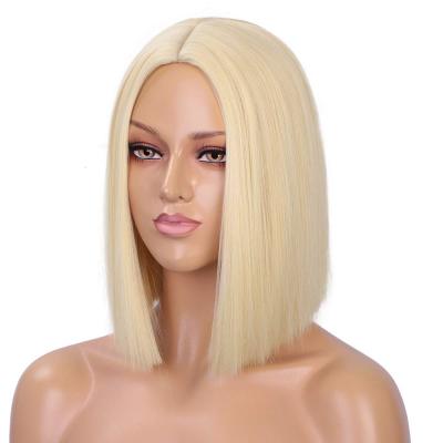 China Wholesale Water Wave Blonde 613 Bob Wigs For Women Medium Straight Hair Heat Resistant Synthetic Wig Medium Part Cosplay Costume Wig for sale