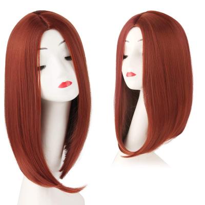 China Silky Straight Wave Bob Wigs Red For Short Straight Synthetic Party Cosplay Copper Color Women Wig Natural Looking Daily Halloween Wig for sale