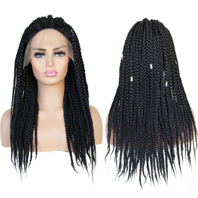 China Factory Direct Silky Straight 180% Density Lace Front Braided Wig Synthetic Hair Wigs Box Braid Lace Wigs For Black Women Hair for sale