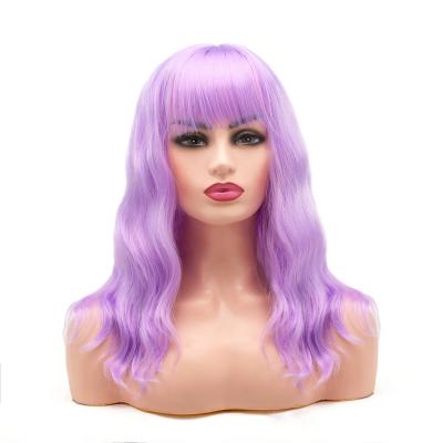 China Long Deep Wavy Synthetic Lace Front Wig Glueless Purple High Wave ZYR Fiber Hair Heat Resistant Wigs For Women Light Swiss HEN for sale