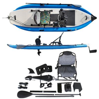 China Fishing Kayak With Foot Pedal GeeTone China PVC Fishing Sports Boat Big Rib Custom OEM Propeller Pedal Fishing Kayak for sale