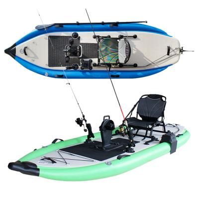 China Fishing Kayak With Foot Pedal GeeTone Modeled Point Seat Sit On Top Fishing Inflatable Drop Kayak With Foot Pedal Fishing Rod High Quality for sale