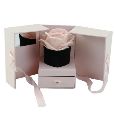 China Recycled High Quality Materials Valentine's Day Cardboard Paper Custom Gift Box With Preserved Flower for sale