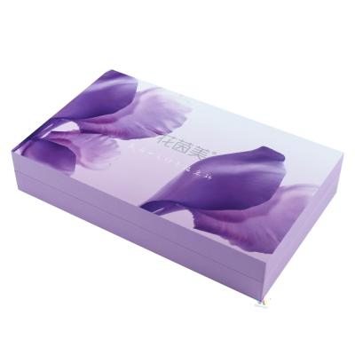 China Handmade Wholesale Luxury Purple Press On Cosmetic Packaging Box Magnetic Eyelash Packaging Square Box for sale