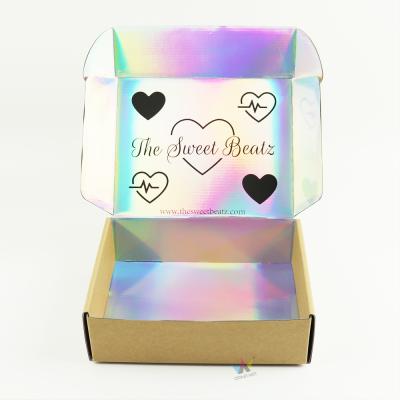 China Holographic Foldable Paper Box Reused Logo Kraft Shipping Boxes Custom Materials for sale