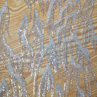 China Sustainable High End Wedding Lace Beaded Tulle Beading Sequin Fabrics for sale