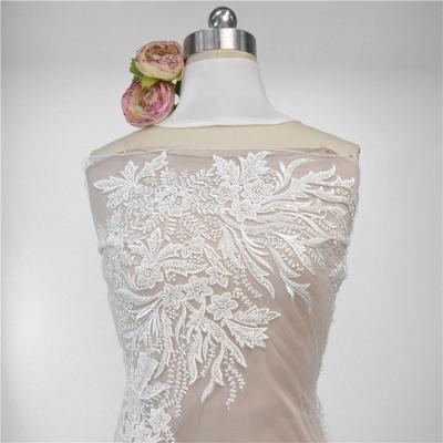 China 2021 Soft Sequin Beaded Latest Design Soft Floral Embroidery Mesh Tulle Lace Trimming for sale