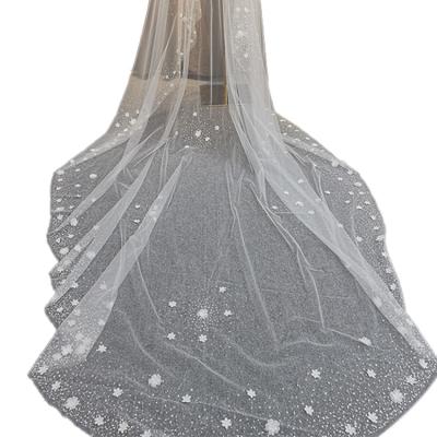 China Soft Luxury Hot Sale Veil Beaded Bridal Trim Accessories Wedding Veil for sale