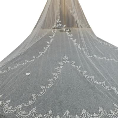 China Lace Edge Soft Tulle Veil Wedding Bridal Cathedral Fashion Veil for sale