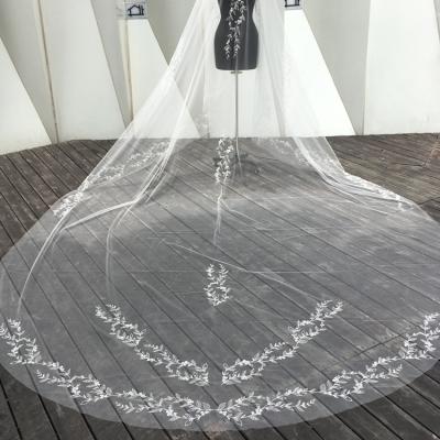 China Soft Simple Elegant High Quality Elegant Cathedral Wedding Veil Bridal Tulle for sale