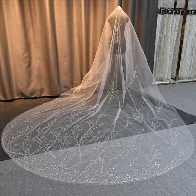 China Sweet In Korea Style White Bride Quality Long Hand Made Wedding Tiara Veil For Sale for sale