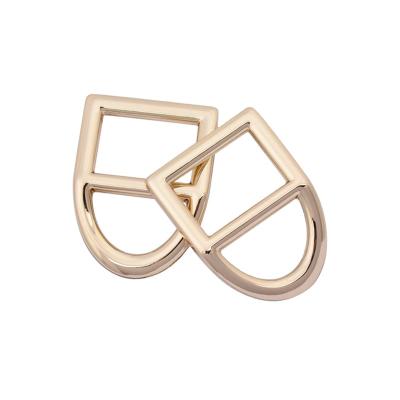 China Gold D-Ring Buckle Bar Buckle Three Metal Parts Reasonable Safety Notched D-Ring Square Slip Sorting Multi-Function Buckle for sale