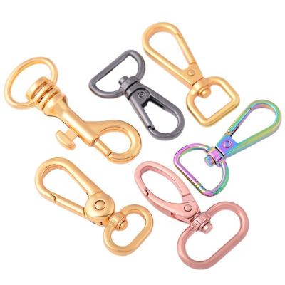 China Factory direct sale eco-friendly 1 inch zinc alloy accessories different color hardware wholesale turning metal spring hook buckle for sale