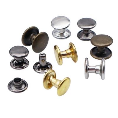 China Fashion factory wholesale and sell custom made high quality leather decorative rivets double metal hat rivets for sale