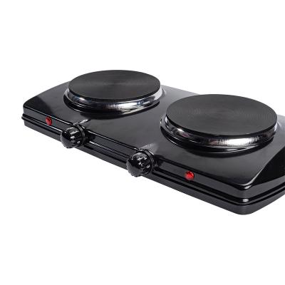 China Solid Black 2 Burner Hotel Stainless Steel Kitchen Appliances Cooking Industrial Mini Electric Hot Plate for sale