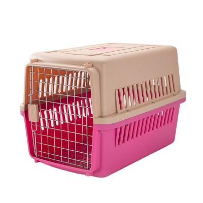 China Breathable Portable Cat Dog Pet Carrier Car Air Transport Cages Outdoor Plastic Cat Travel Cage Air Box for sale