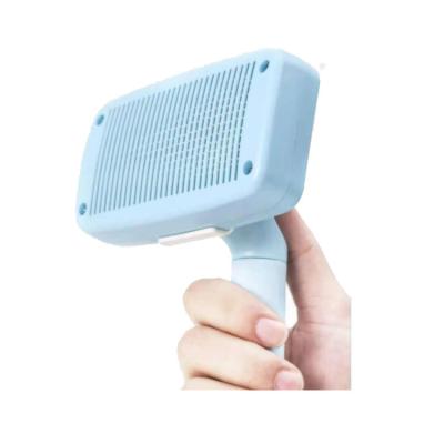 China Sustainable Pet Cat and Dog Grooming Epilator Self-Cleaning Slicker Brush with Comfortable Handle for sale