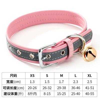 China Durable Dog Collar PU Leather With Reflective Mark Adjustable Collar Small Pet Supplies Collars For Puppy Cat Dogs for sale