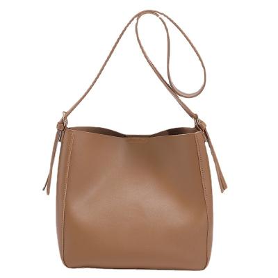 China Wholesale Fashion Medium Bucket Women PU Leather Ladies Shoulder Messenger Bucket Bag Casual Handbag for sale