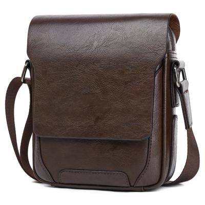 China Wholesale Brand Brand Logo Messenger Bag Vintage Brown Custom Sling Bag Daily Used High Quality PU Leather Men's Bag for sale