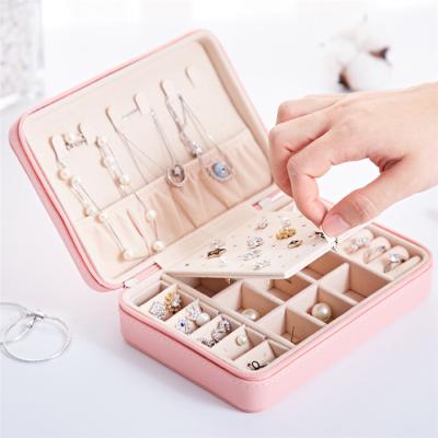 China Recyclable Women Girls Organizer Earring Ear Stud PU Leather Portable Jewelry Box Jewelry Packaging Gift Boxes Travel Jewelry Box for sale