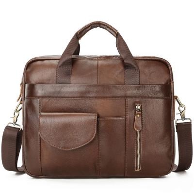 China New Design Business Laptop Computer Handbag Daily Used Waterproof Coffee Men Bag Soft Leather Briefcase for sale