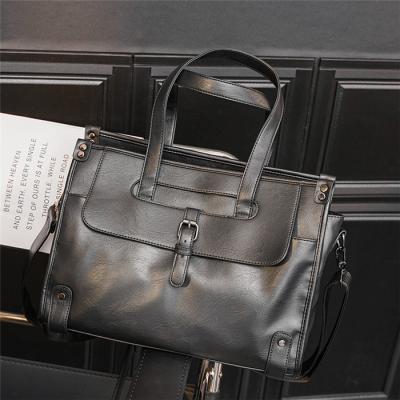 China Newspaper used new business laptop handbag shoulder bag waterproof PU leather briefcase for men custom logo for sale