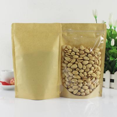 China Yin Yang Kraft Paper Moisture Proof Bag With Full Window Transparent Food Grade Resealable Ziplock Packaging Bag for sale