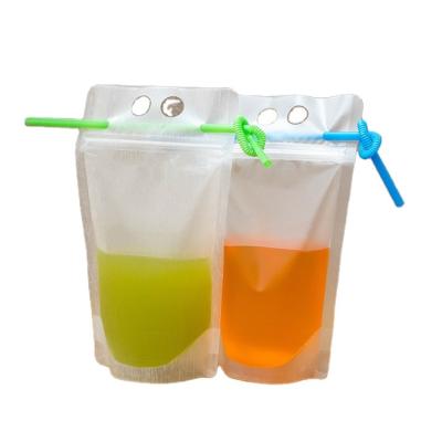 China Custom Printing Moisture Proof Plastic Beverage Packaging Bags Stand Up Juice Drink Pouches With Straw for sale