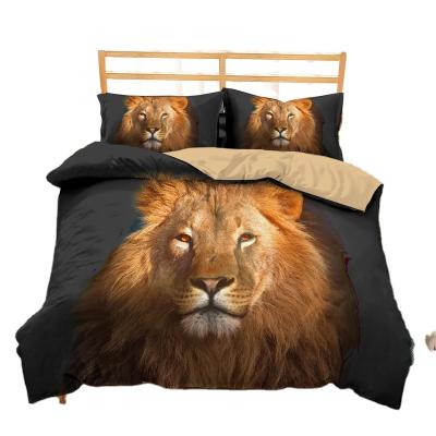 China Superb 3PCS King Cover Pillowcase Comforter Textiles Bedding Set Wolf Tiger Lion Animal Pattern Bedding Home Nondisposable Bedding Sets for sale