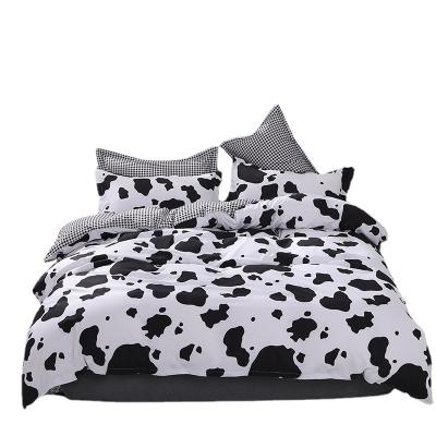 China New Anti-Pull Bed Linen Bedding Set Black Cow Curve Duvet Cover Flat Sheet Pillowcase Comforter Cover Bed Set Full King Bed Set the Queen for sale