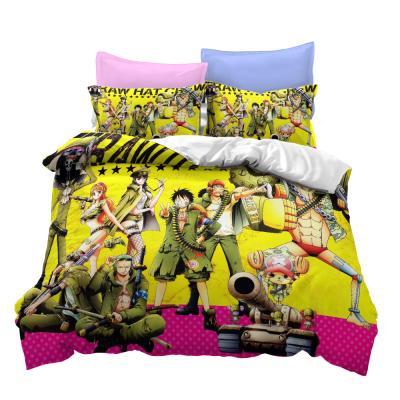 China Anti-Pull Monkey D. Luffy Bedding ONE PIECE Set Printed Comforter Cover And Pillowcase Kids Cartoon Single Bed Home Adult Bed Double for sale