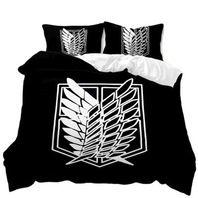 China Anti-Pull Anime Attack on Titan 3D Printed Bedding Set Duvet Covers Pillowcases Comforter Bedding Set Bedding Bed Linen (NO Sheet) for sale