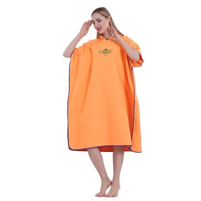 China Quick-Dry Hooded Microfiber Poncho Wetsuit Cap Long Robes Swimming Hooded Towel Beach Surfing Poncho Compact Light Open Towel for sale