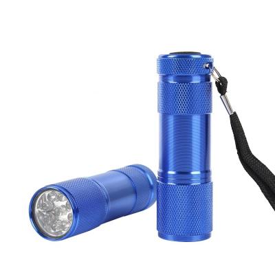 China Portable Super Bright Camping Powerful 9 LED Mini Aluminum Alloy Torch Pocket Flashlight With 3*AAA Dry Battery for sale