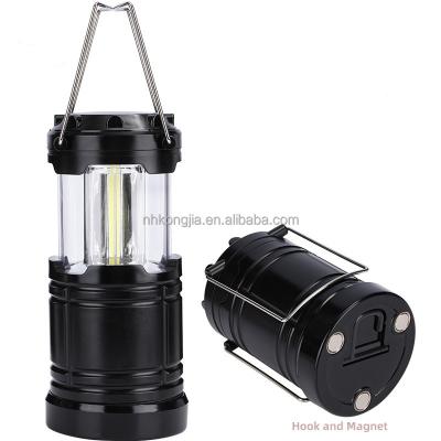 China Outdoor Portable Outdoor Multifunctional Collapsible COB Camping Light With Bottom Hook And Using 3*AA Battery for sale