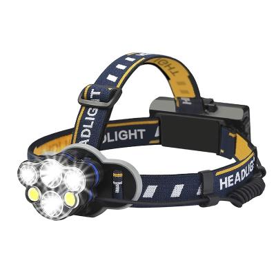 China Brightest 5 LED Headlamp Camping Flashlight with White Red Lights, USB Rechargeable Waterproof Head Lamp for sale