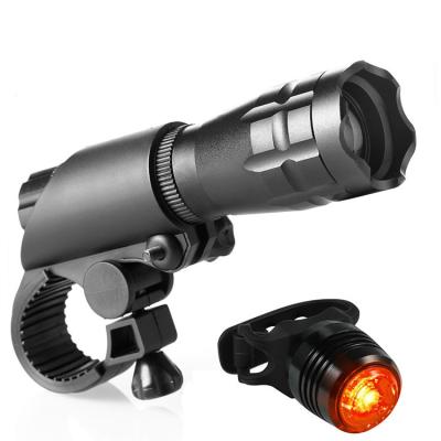 China LED Zoom Flashlight Set LED Zoom Flashlight Set Rechargeable Led Bike Front Light USB Safety Rear Bike Light for sale