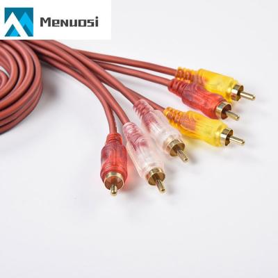 China DVD Player OEM Gold Plated Male to Male 3.5mm to 3 RCA Audio Expandable Cord for VCD Player for sale