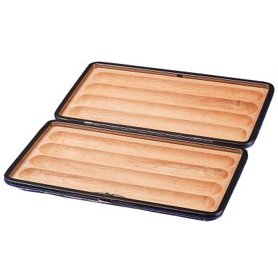 China Luxury Portable Leather Travel Cedar Wood Cigar Box Case For Storage Smoking Accessories Fit 4 Cigars for sale