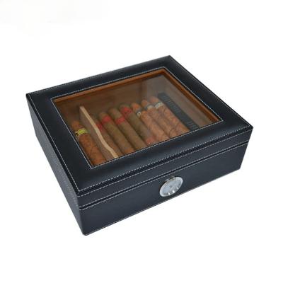 China Cigar Humidor Box Cedar Wood Display Cigars Humidifier Luxury Spanish Hygrometer Leather Moisturize Storage Case for sale