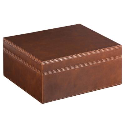 China 50 Count Luxury Cedar Wood Lined Cigar Humidor Box Storage Leather Case with Smoke Humidifier Hygrometer Accesories for sale