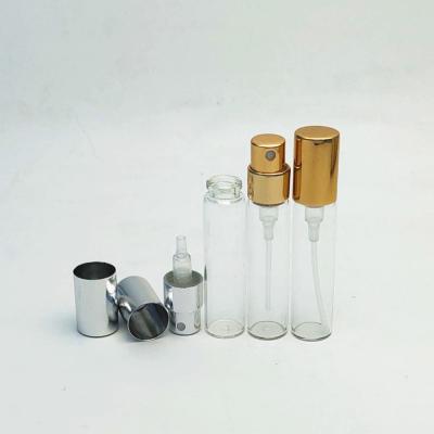 China Personal Care 4ml Sample Spray Bottle Glass Vials With Full Aluminum Sprayer And Mist Cap for sale